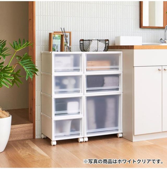 新品 Fits ホワイトクリア収納ケース 30x53x23cm 4個セット Fits 収納