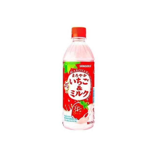 【24個セット】 サンガリア まろやかいちご&ミルク ペット 500ml x24 セット まとめ売り セット販売 お徳用 おまとめ品(代引不可)【送料無料】