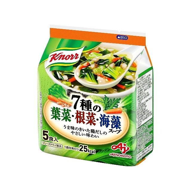 【単品10個セット】 味の素 クノール 7種の葉菜根菜海藻スープ5食入 34.5gx10 まとめ買い まとめ売り お徳用 大容量 セット販売(代引不可)【送料無料】