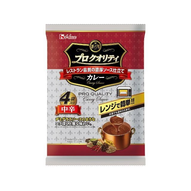 【単品12個セット】 ハウス プロクオリティカレー中辛4袋入 680g(代引不可)【送料無料】