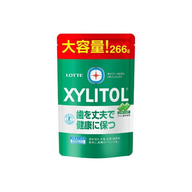 【単品18個セット】 ロッテ キシリトールガムライムミント大容量パック 266g(代引不可)【送料無料】