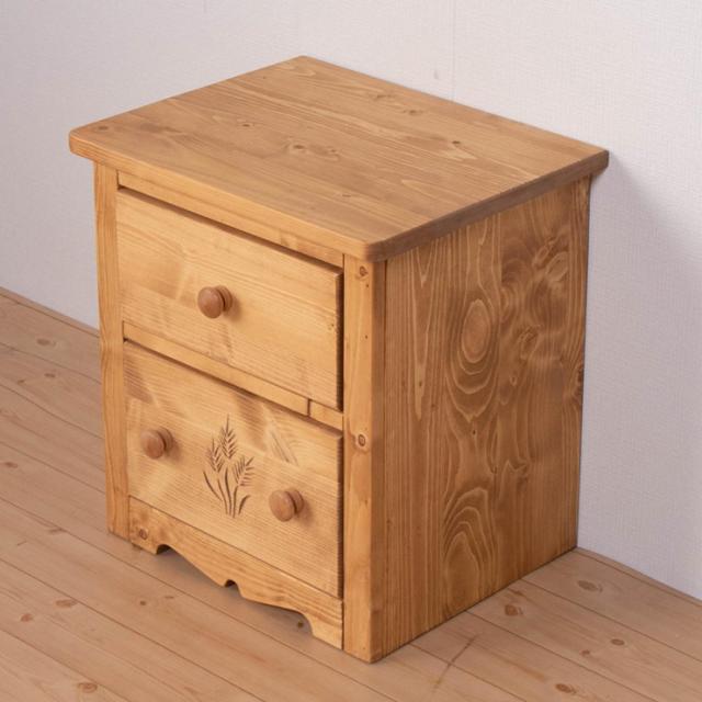 ナイトテーブル 幅45 奥行36 高さ48 カントリー ナチュラル 完成品 パイン無垢 OSMOオイル 自然塗装 天然木(代引不可)【送料無料】