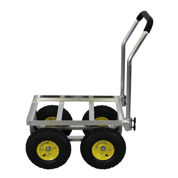アルミス アルミハウスキャリー エアータイヤ 4輪 耐荷重約80kg アルミ製 ハウスキャリー コンテナカー コンテナ 運搬 アルミ運搬車 野菜収穫 台車 コンテナ1個積み アルミス AK-42(代引不可)(代引不可)【送料無料】_3