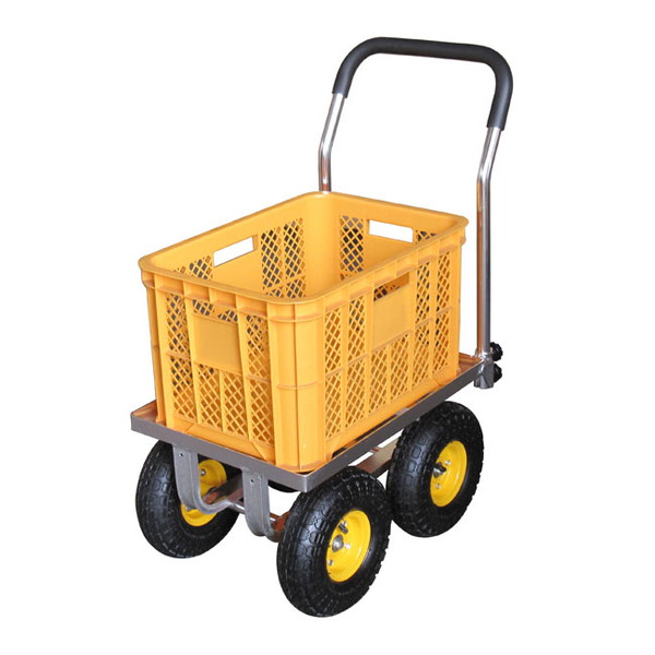 アルミス アルミハウスキャリー エアータイヤ 4輪 耐荷重約80kg アルミ製 ハウスキャリー コンテナカー コンテナ 運搬 アルミ運搬車 野菜収穫 台車 コンテナ1個積み アルミス AK-42(代引不可)(代引不可)【送料無料】_5