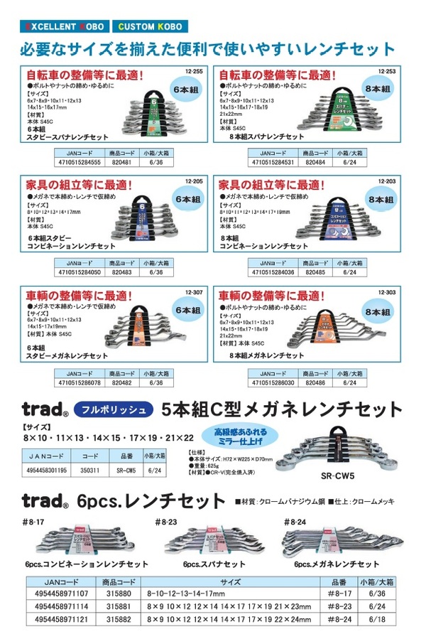 【新品】(業務用10セット) コンビネーションレンチセット 〔8本組×10セット〕 12-203 〔DIY用品/大工道具〕 業務用10セット) コンビネーションレンチセット 〔8本組×10