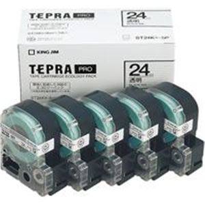 キングジム PROテープ ST24K-5P 透明に黒文字24mm 5個（代引不可）の通販は 7,054円