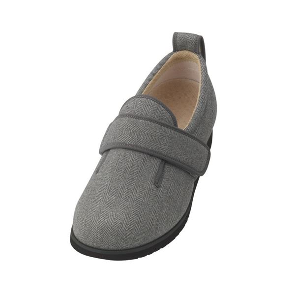 介護靴 施設・院内用 ダブルマジック２ヘリンボン 7E(ワイドサイズ) 7024 片足 徳武産業 あゆみシリーズ ／LL (24.0〜24.5cm) グレー 左足（代引不可）