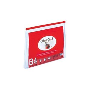 （まとめ買い）LIHITLAB クリアケース マチ付き F-75SM B4S 赤 【×10セット】（代引不可）の通販は