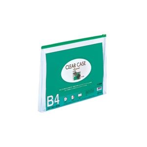 (まとめ買い)LIHITLAB クリアケース マチ付き F-75SM B4S 緑 【×10セット】(代引不可)