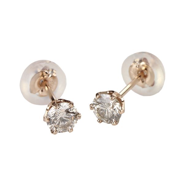 K18ピンクゴールド 天然ダイヤモンドピアス 0.1CT（代引不可）の通販は