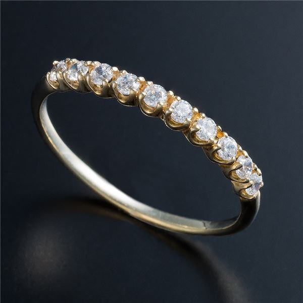 K10イエローゴールド 0.2ctハーフエタニティリング 17号（代引不可）