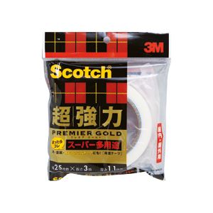 （まとめ）スコッチ 超強力両面テープ プレミアゴールド （スーパー多用途）25mm×3m 10巻（代引不可）の通販は