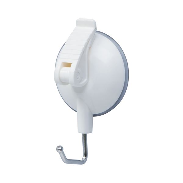 （まとめ） オート レバー式吸盤フック 大 耐荷重5kg QHC-08シロ 1個 【×15セット】（代引不可）