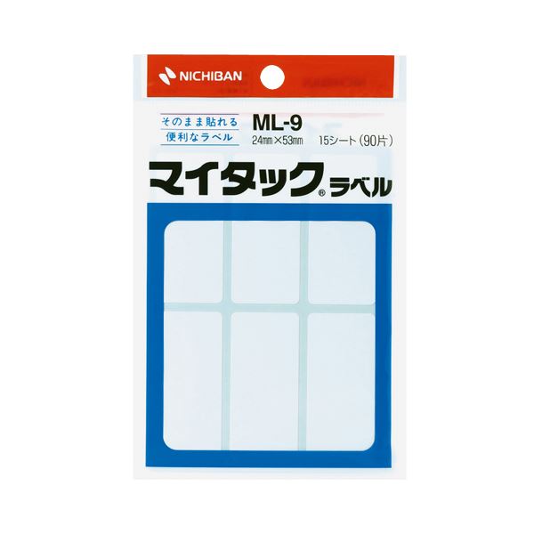 （まとめ） ニチバン マイタックラベル 一般無地 24×53mm ML-9 1パック（90片：6片×15シート） 【×30セット】（代引不可）