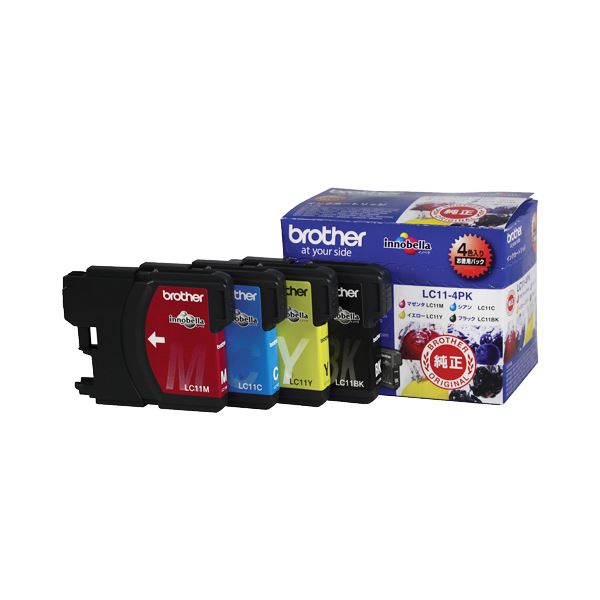 （まとめ） ブラザー BROTHER インクカートリッジ お徳用 4色 LC11-4PK 1箱（4個：各色1個） 【×3セット】（代引不可）