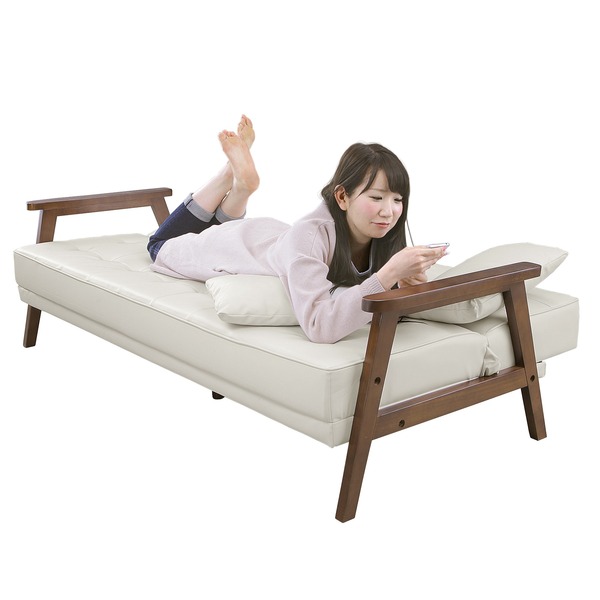 ソファーベッド シングル 幅185cm レッド PVCレザー 合皮クッション2個 ソファベッド ソファーベッド 幅180cm 2人掛け 3人掛け ソファー