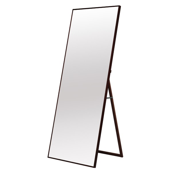 細枠スタンドミラー(60) (ブラウン) 幅60×奥行38~51.5×高さ153cm