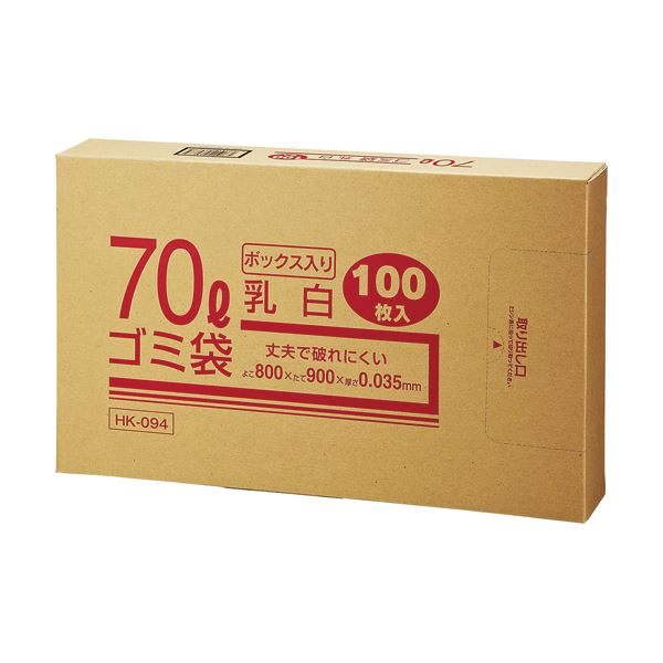 （まとめ） クラフトマン 業務用乳白半透明 メタロセン配合厚手ゴミ袋 70L BOXタイプ HK-094 1箱（100枚） 【×5セット】（代引不可）