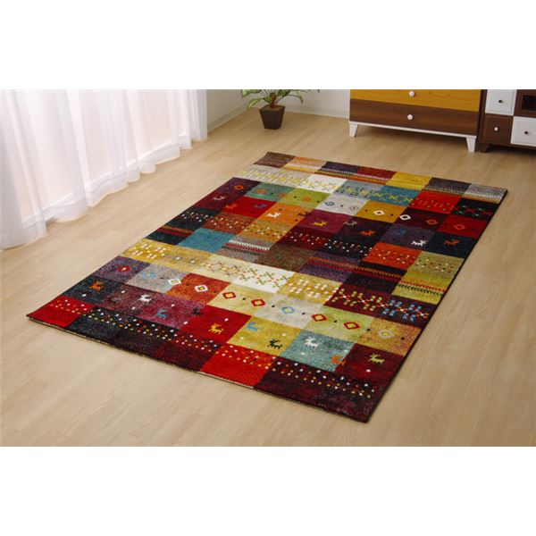 【トルコ絨毯 】200x250cm ウィルトン織り ギャッベ柄 イビサ レッド Amazon | トルコ製 ウィルトン織り ギャベ柄 『イビサ』レッド 約240