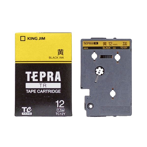 （まとめ） キングジム テプラ TR テープカートリッジ パステル 12mm 黄／黒文字 TC12Y 1個 【×4セット】（代引不可）の通販は