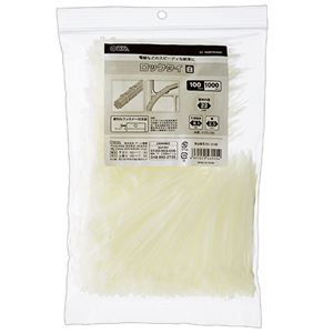 （まとめ） オーム電機 ロックタイ 100mm 白 LT-100W1000W 1袋（1000本） 【×4セット】（代引不可）