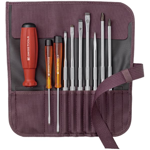 PB SWISS TOOLS 8218BO 差替式ドライバーセット 9本組 ボルドー（代引不可）