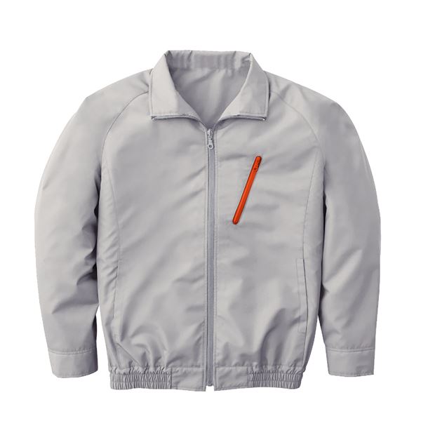 空調服 ポリエステル製長袖ブルゾン P-500BN 【カラー：シルバー サイズ：LL】 リチウムバッテリーセット（代引不可） 空調服 ポリエステル製長袖ブルゾン P-500BN 【カラー：シルバー