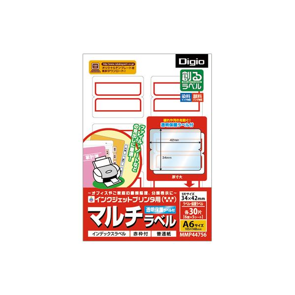 (業務用セット) 創るラベル マルチラベル透明保護ラベル付き 34×42mm 赤枠 MMP44756【×20セット】（代引不可）の通販は 6,616円