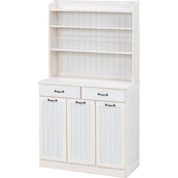 ds-ダストボックス/ゴミ箱 〔25リットル 3分別 ライトブラウン〕 天然木 桐材 隠しキャスター4個付き 完成品 〔キッチン〕