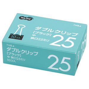 （まとめ） TANOSEE ダブルクリップ 中 口幅25mm ブラック 1箱（10個） 【×60セット】（代引不可）