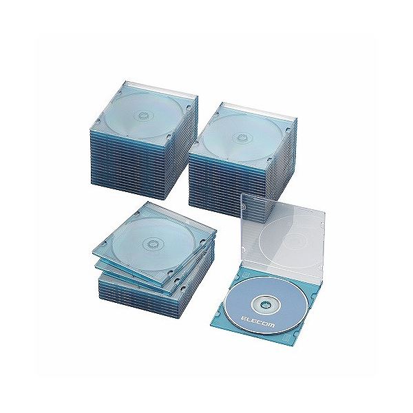 （まとめ）エレコム Blu-ray／DVD／CDケース（スリム／PS／1枚収納） CCD-JSCS50CBU【×3セット】（代引不可）