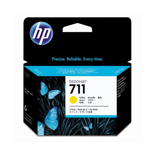 （まとめ） HP711 インクカートリッジ イエロー 29ml／個 染料系 CZ136A 1箱（3個） 【×3セット】（代引不可）