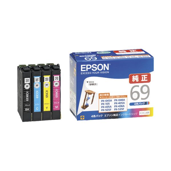（まとめ） エプソン EPSON インクカートリッジ 4色パック IC4CL69 1箱（4個：各色1個） 【×3セット】（代引不可）の通販は 12,356円