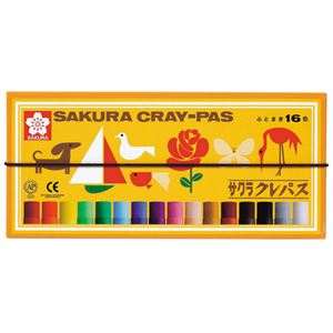 （まとめ） サクラクレパス クレパス太巻 16色（各色1本） バンド付き LP16R 1箱 【×10セット】（代引不可）