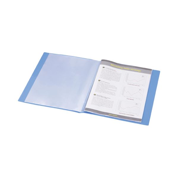 （まとめ） TANOSEE クリヤーブック（クリアブック） A4タテ 24ポケット 背幅17mm ブルー 1セット（10冊） 【×5セット】（代引不可）の通販は