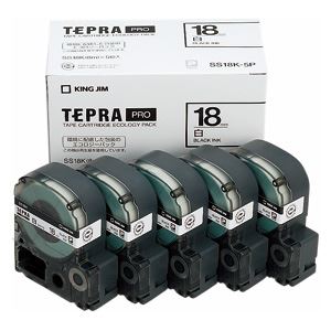 キングジム テプラPROテープエコパック 白ラベル 5個入 SS18K-5P（代引不可）