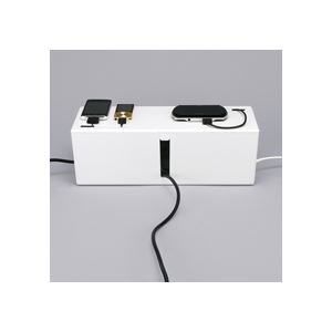 （まとめ） バッファロー ケーブルボックス 電源タップ＆ケーブル収容 Lサイズ ホワイト BSTB01LWH 1個 【×2セット】（代引不可）