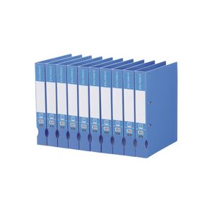 （まとめ） TANOSEE Dリングファイル（再生PP表紙） A4タテ 2穴 300枚収容 背幅43mm ブルー 1セット（10冊） 【×2セット】（代引不可）