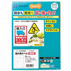 （まとめ） TANOSEE 屋外用ラベル レーザー用 A4 ノーカット 1冊（50枚） 【×5セット】（代引不可）