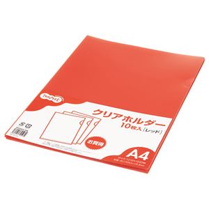 （まとめ） TANOSEE カラークリアホルダー 単色タイプ A4 レッド 1パック（10枚） 【×30セット】（代引不可）の通販は