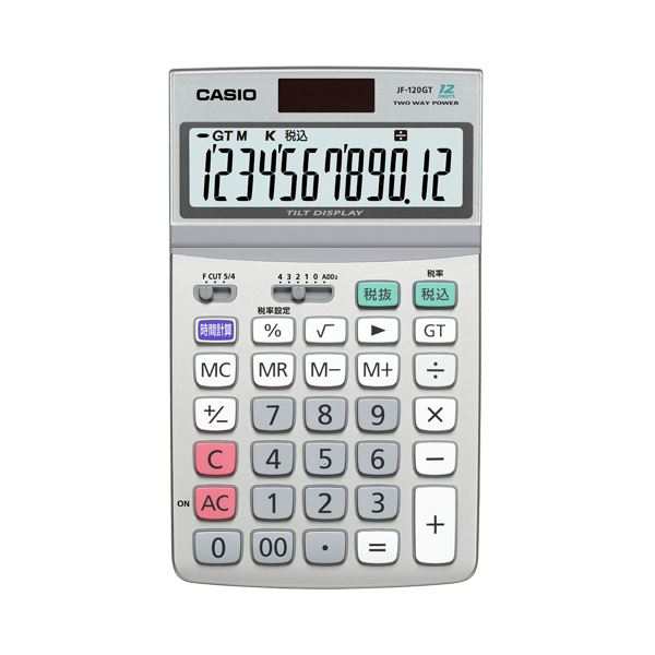 （まとめ） カシオ CASIO エコマーク付電卓 12桁 ジャストタイプ JF-120GT-N 1台 【×5セット】（代引不可）