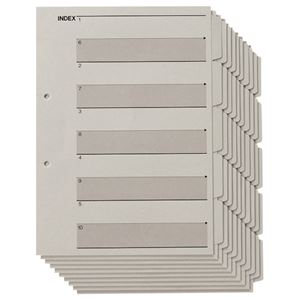 （まとめ） TANOSEE 見出しカード（エコノミータイプ） A4タテ 2穴 5山+扉紙 グレー 1パック（10組） 【×15セット】（代引不可）