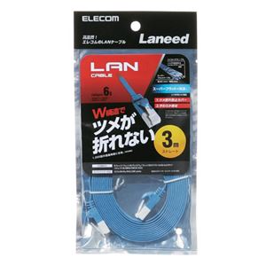 （まとめ） エレコム EU RoHS指令準拠 爪折れ防止フラットLANケーブル（Cat6） ブルー 3.0m LD-GFT／BU30 1本 【×5セット】（代引不可）_1