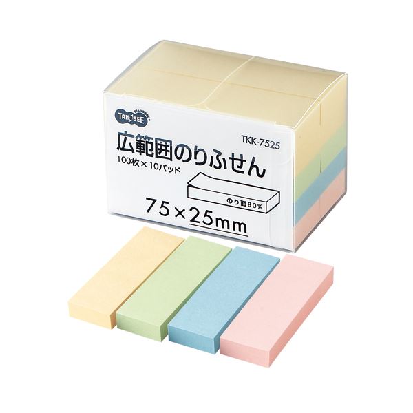 （まとめ） TANOSEE 広範囲のりふせん 75×25mm 4色 1パック（10冊） 【×5セット】（代引不可）の通販は 5,194円