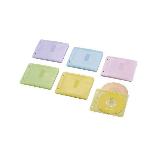 (まとめ)エレコム Blu-ray・CD・DVD対応不織布ケース 2穴 CCD-NBWB60ASO【×10セット】（代引不可）