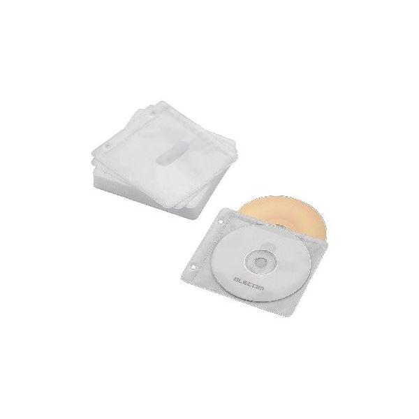 (まとめ)エレコム Blu-ray・CD・DVD対応不織布ケース 2穴 CCD-NBWB60WH【×10セット】（代引不可）