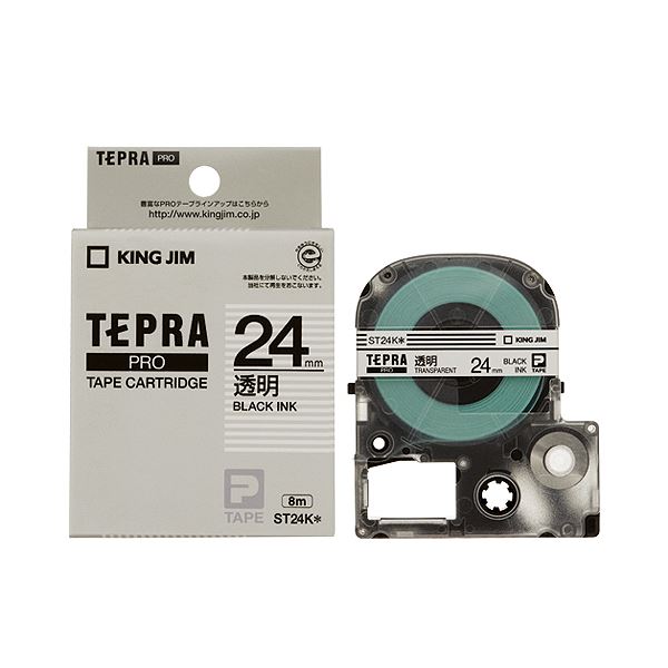 (まとめ) キングジム テプラ PRO テープカートリッジ 24mm 透明/黒文字 ST24K 1個 【×4セット】(代引不可)の通販は