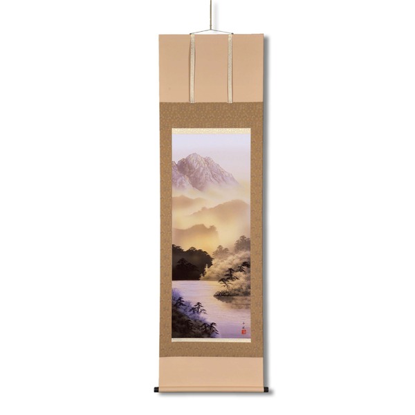 熊谷千風 掛軸(尺五) 「山水黎明」（代引不可）