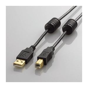 （まとめ）エレコム フェライトコア付きUSB2.0ケーブル U2C-BF30BK【×5セット】（代引不可）