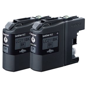 （まとめ） ブラザー BROTHER インクカートリッジ お徳用 黒 LC211BK2PK 1箱（2個） 【×3セット】（代引不可）